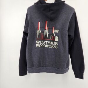Westside‎ Woodworks Moab UT Hoodie Mens L Gray Layers Winter Fall